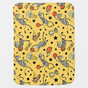 Courtside Doodles: Zebra Basketball Fantasia Baby Blanket