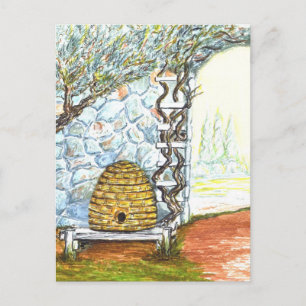 courtyard bee hive postcard