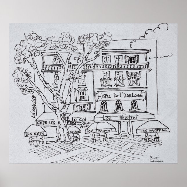 Courtyard Café | Hotel del'Horloge, Avignon Poster (Front)