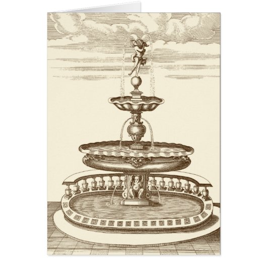 Courtyard Fountain with Ornamental Cherub Cards (Front)