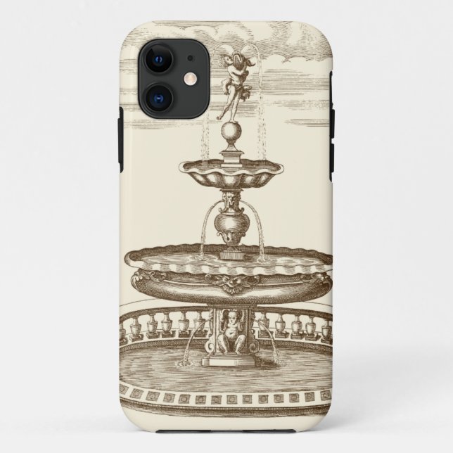 Courtyard Fountain with Ornamental Cherub Case-Mate iPhone Case (Back)