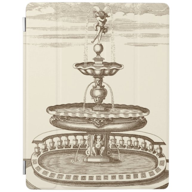 Courtyard Fountain with Ornamental Cherub iPad Smart Cover (Front)