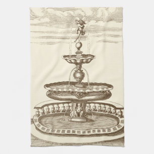 Courtyard Fountain with Ornamental Cherub Towel