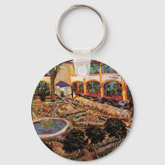 Courtyard of Hospital at Arles by Vincent van Gogh Keychain (Front)