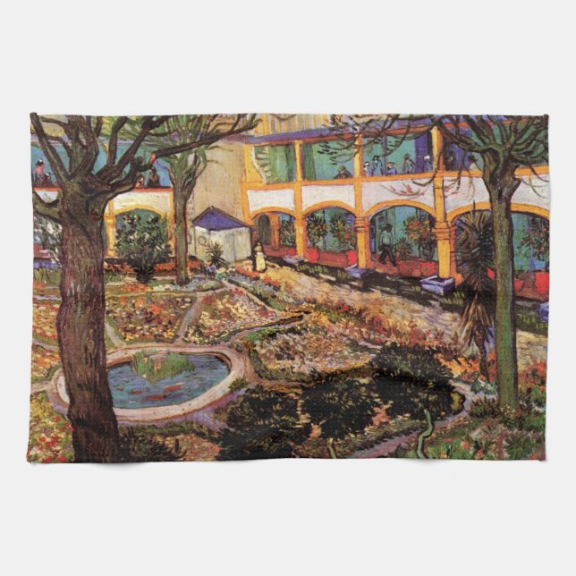 Courtyard of Hospital at Arles by Vincent van Gogh Kitchen Towel (Horizontal)