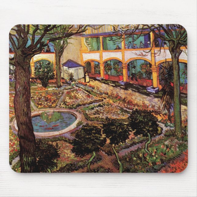 Courtyard of Hospital at Arles by Vincent van Gogh Mouse Pad (Front)