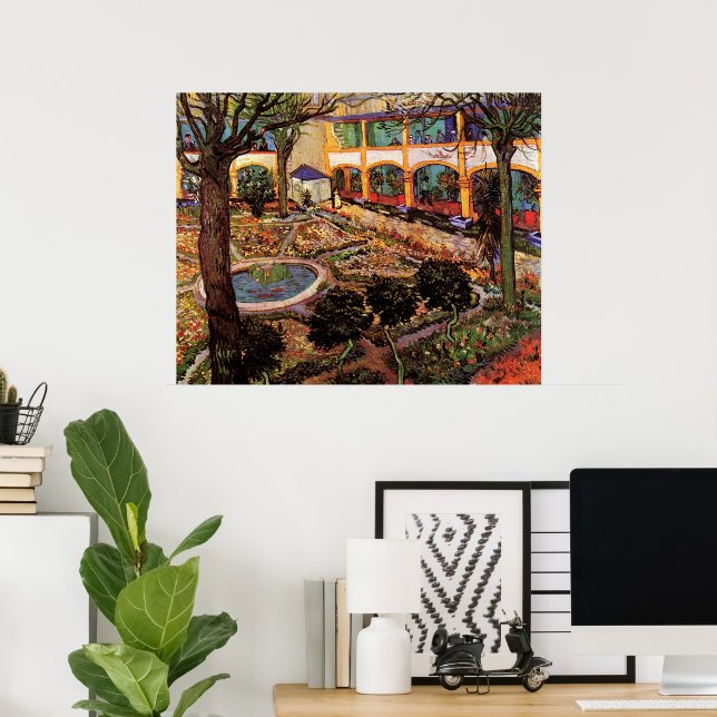 Courtyard of Hospital at Arles by Vincent van Gogh Poster (Home Office)