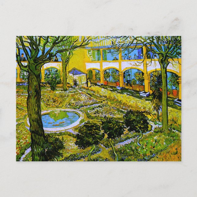 Courtyard of Hospital at Arles Van Gogh Fine Art Postcard (Front)