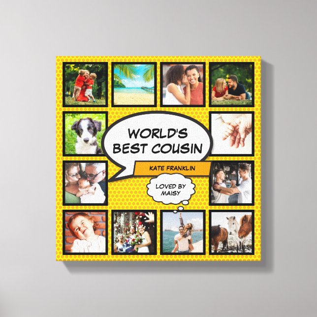 Cousin 12 Photo Collage Retro Comic Book Fun Canvas Print (Front)