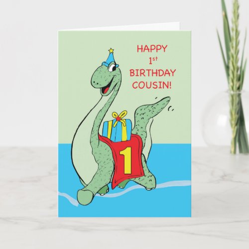 Cousin 1st Birthday Dinosaur Card