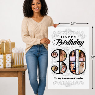 Cousin 30th Birthday Number Floral Card