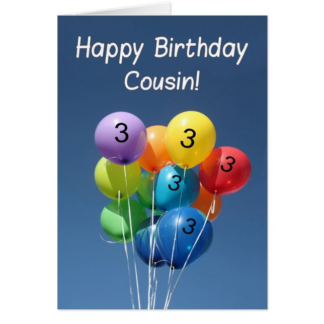 Cousin 3rd happy balloon birthday cards (Front)