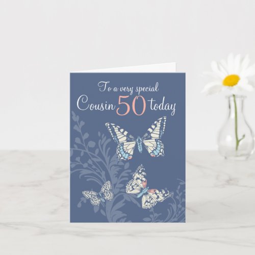 Cousin 50th birthday butterflies blue coral