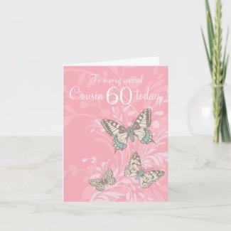 Cousin 60th birthday butterflies card