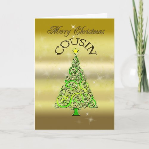 Cousin a gold effect Christmas card