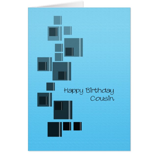 Cousin Abstract Design Blue Birthday Card (Front)
