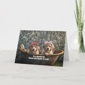 Cousin and Cousin in Law Cute Happy Wedding  Card