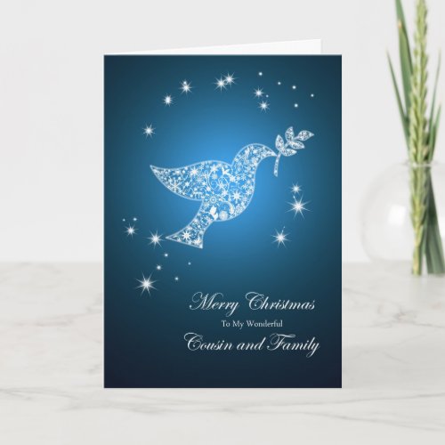 Cousin and family Dove of peace Christmas card