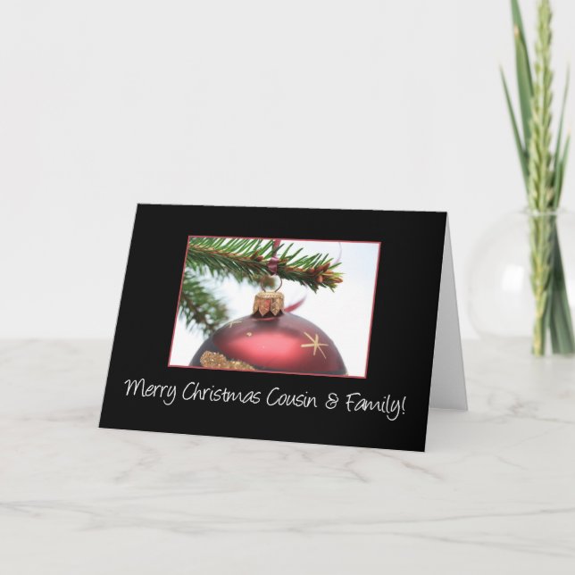 Cousin and Family Merry Christmas Holiday Card (Front)