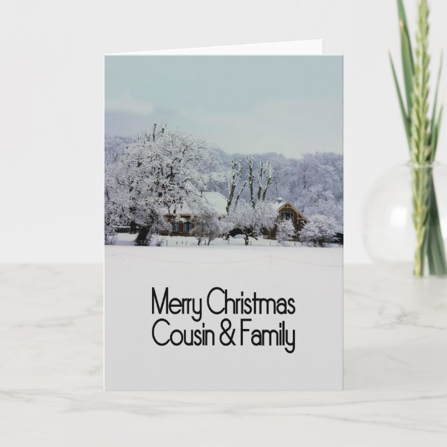Cousin and Family Merry Christmas Holiday Card (Front)