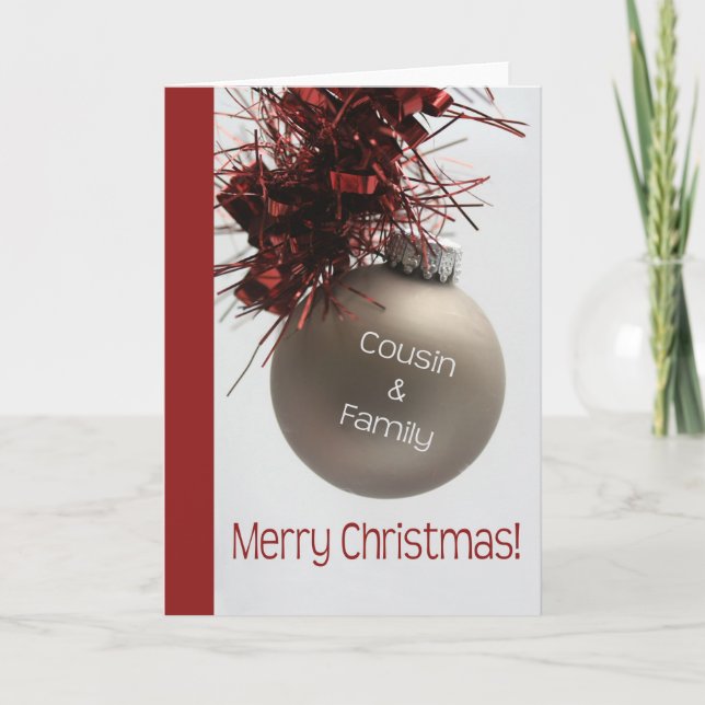 Cousin and Family Merry Christmas Holiday Card (Front)