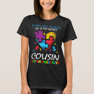 Cousin Autism Awareness I Am His Voice Heart Puzzl T-Shirt