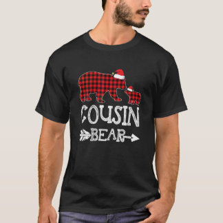 Cousin Bear Christmas Pajama Red Plaid Buffalo Fam T-Shirt