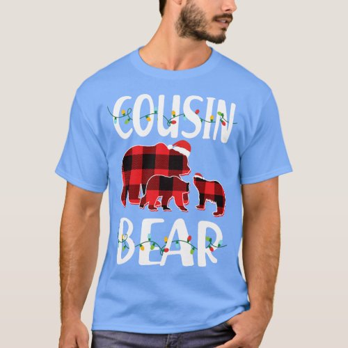 Cousin Bear Red Plaid Christmas Pajama Matching Fa T_Shirt
