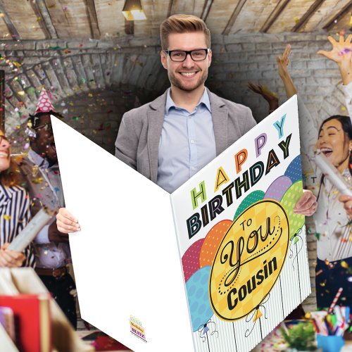 Cousin Birthday Balloons Oversized Card