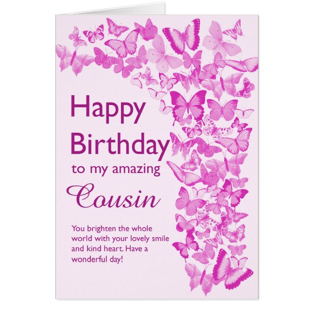 Cousin Birthday Butterflies Cards (Front)