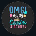 Cousin Birthday Cake Funny Balloon Boys Kid Party Classic Round Sticker<br><div class="desc">Cousin Birthday Cake Funny Balloon Boys Kid Party. Family Cousin Outfits for Kids.</div>