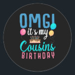 Cousin Birthday Cake Funny Balloon Boys Kid Party Classic Round Sticker<br><div class="desc">Cousin Birthday Cake Funny Balloon Boys Kid Party. Family Cousin Outfits for Kids.</div>