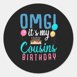 Cousin Birthday Cake Funny Balloon Boys Kid Party Classic Round Sticker