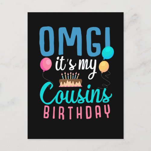 Cousin Birthday Cake Funny Balloon Boys Kid Party Postcard