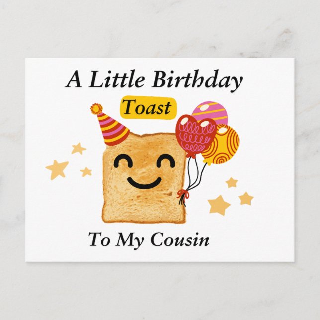 Cousin Birthday Card , A Little Birthday Toast  (Front)