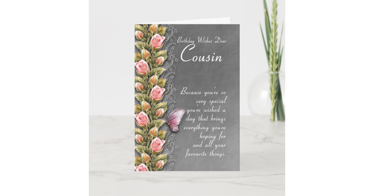 cousin birthday card - birthday card with roses an | Zazzle.com