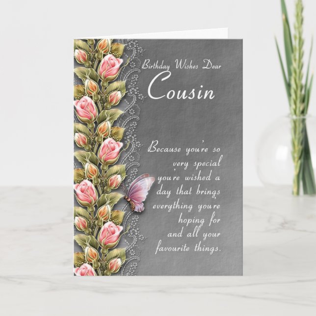 cousin birthday card - birthday card with roses an (Front)
