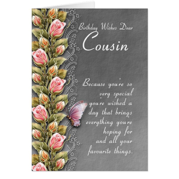 Cousin Birthday Card Birthday Card With Roses An Zazzle