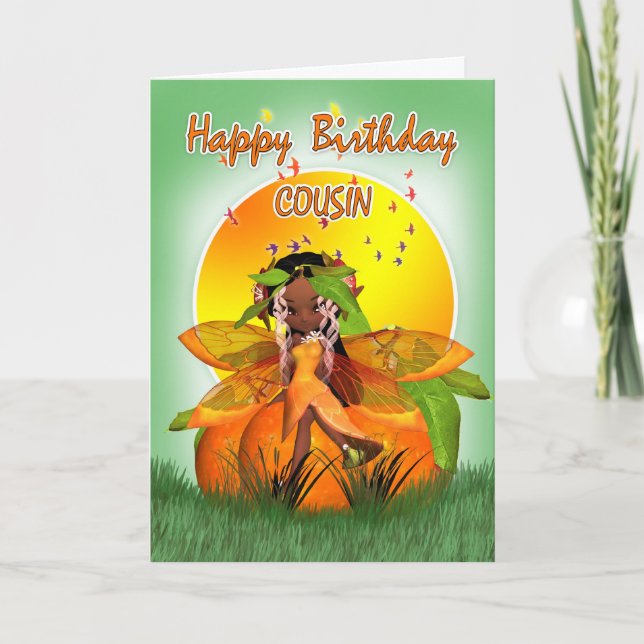 Cousin Birthday Card - Moonies Citrus Fairy - Afri (Front)