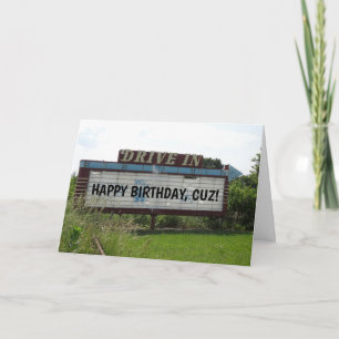 COUSIN BIRTHDAY CARDS, DRIVE IN MOVIE CARD