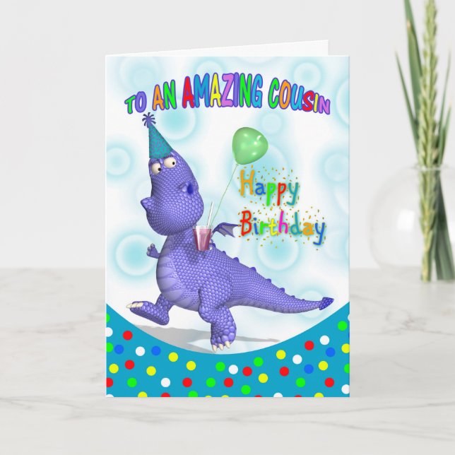 Cousin Birthday With Purple Dragon Drink And Ballo Card (Front)