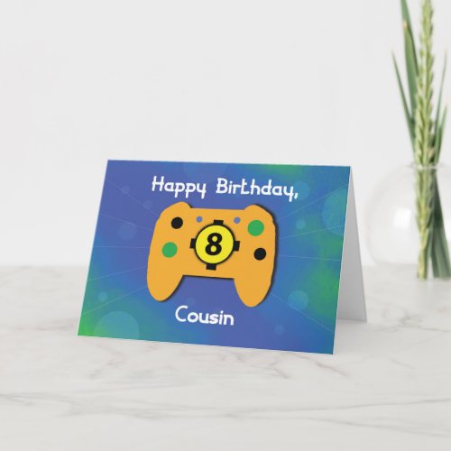 Cousin Boy 8 Year Old Birthday Gamer Controller Card