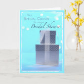 Cousin, Bridal Shower Gifts, Light Blue & Silver Card (Yellow Flower)
