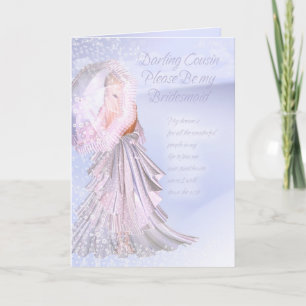 Cousin Bridesmaid Request Card With Violet Blue an