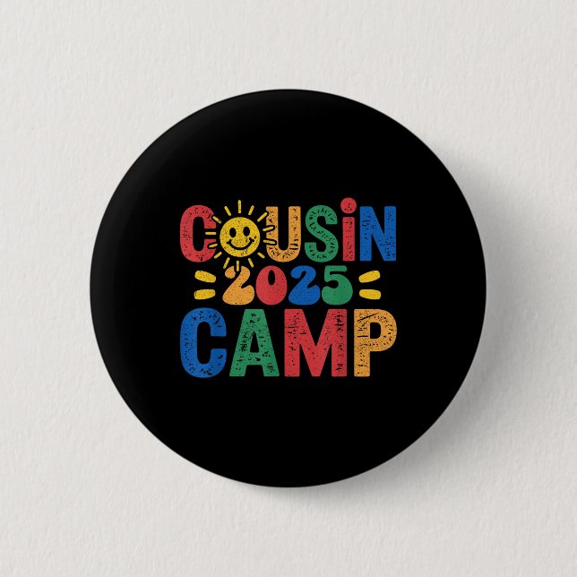 Cousin Camp 2025 Camping Campfire Summer Vacation  Button (Front)