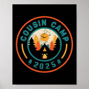 Cousin Camp 2025 Camping Crew Campfire Summer Vaca Poster