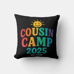 Cousin Camp 2025 Summer Vacation Fun Camping Throw Pillow