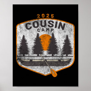 Cousin Camp 2025 Vintage Canoe Art Summer Family C Poster