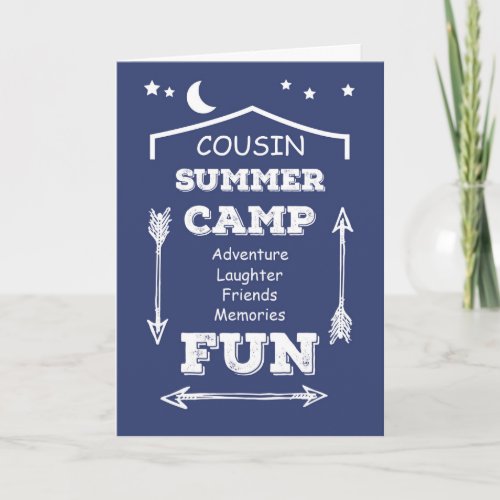 Cousin Camp Fun Navy Blue Thinking of You Card