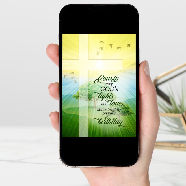 Cousin Christian God's Light Love Birthday Card (Front Digital)